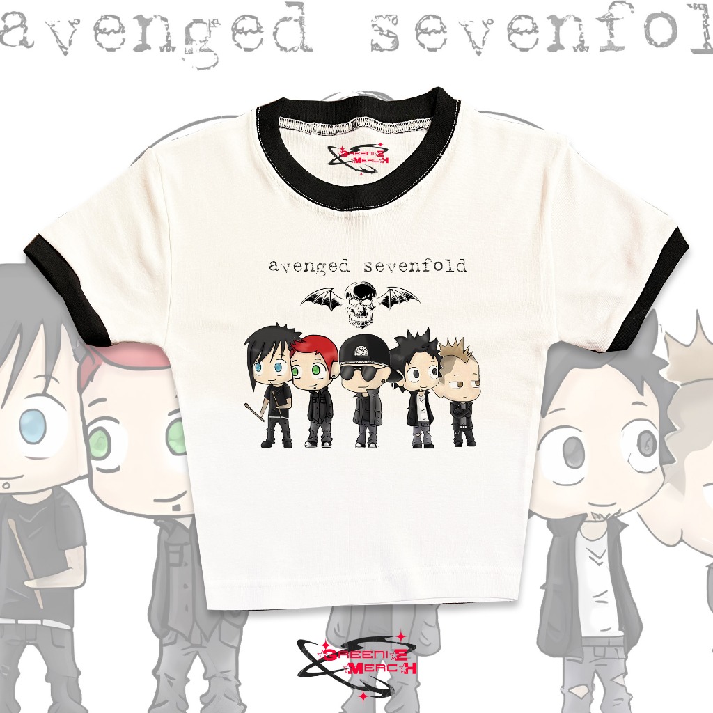 Crop Top Baby Tee Chibi Avenged Sevenfold Ringer Black