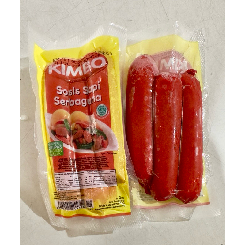 

KIMBO SOSIS SERBAGUNA ISI 3 PCS 80 GR / KIMBO SOSIS SAPI SERBAGUNA