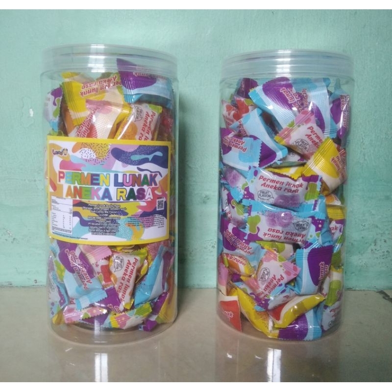 LUVMI Permen lunak anekarasa buah toples isi 120pcs