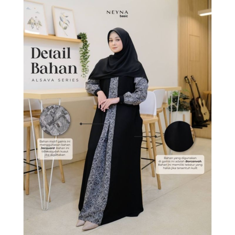 Alsava Dress by neyna hijab gamis kekinian gamis warna hitam