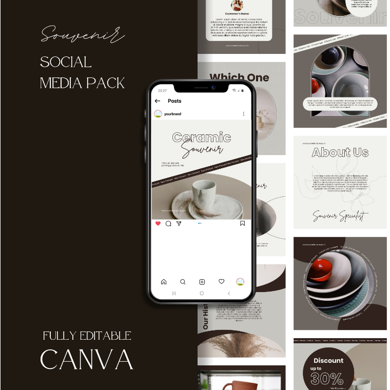 Desain 30 Template Canva Instagram Feed/Post Souvenir | Premium Design for Souvenir |  Bisa Diedit d