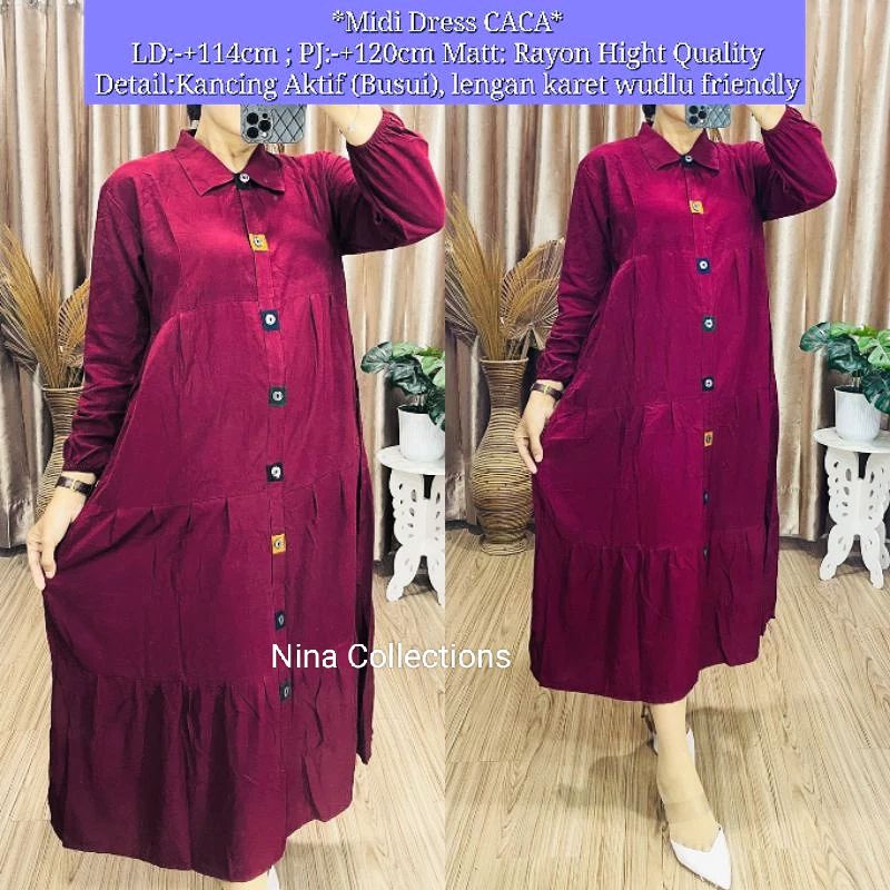Midi Dress Caca / Midi Dress Rayon Good Quality / Midi Dress Rayon BUSUI / Midi Dress Rayon Super / 