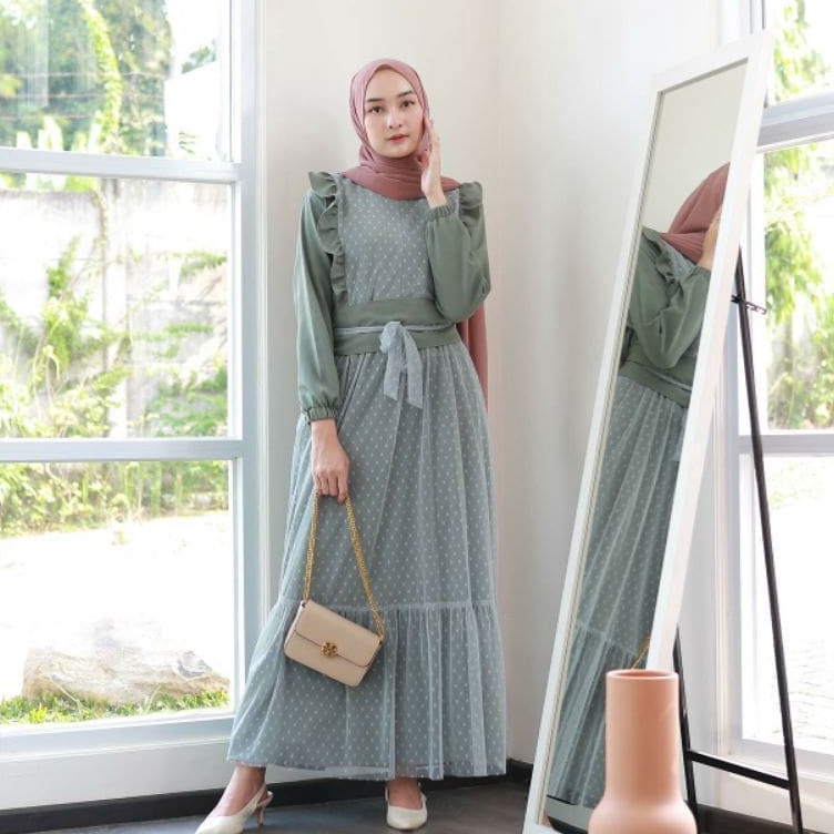 Promo Grosir gamis anak remaja wanita perempuan cewek tanggung Terbaru SANIA SET Usia 12Tahun 13Tahu