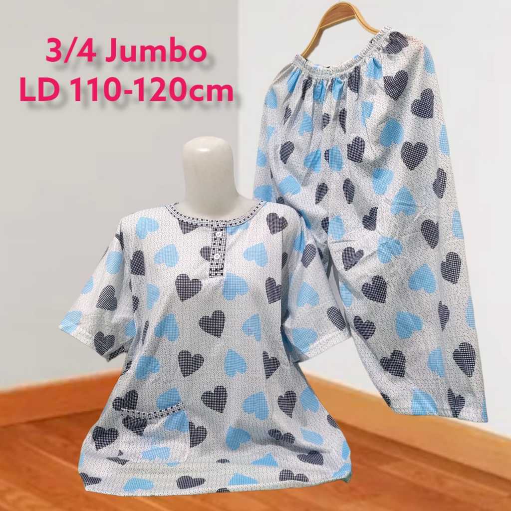 COD BAJU TIDUR WANITA DEWASA SETELAN CELANA 3/4 KAOS JUMBO TERBARU