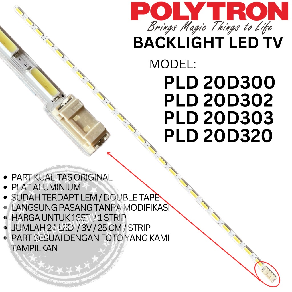 BACKLIGHT LED TV POLYTRON 20 INC PLD 20D300 20D302 20D303 20D320 24LED