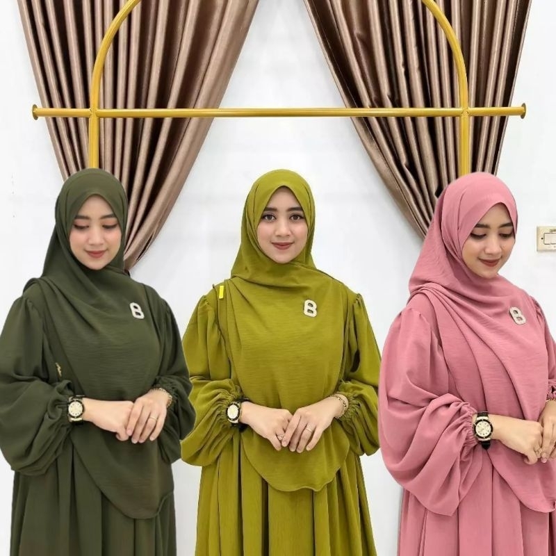 GAMIS CRINKLE SET HIJAB KEKINIAN VIRAL TERBARU