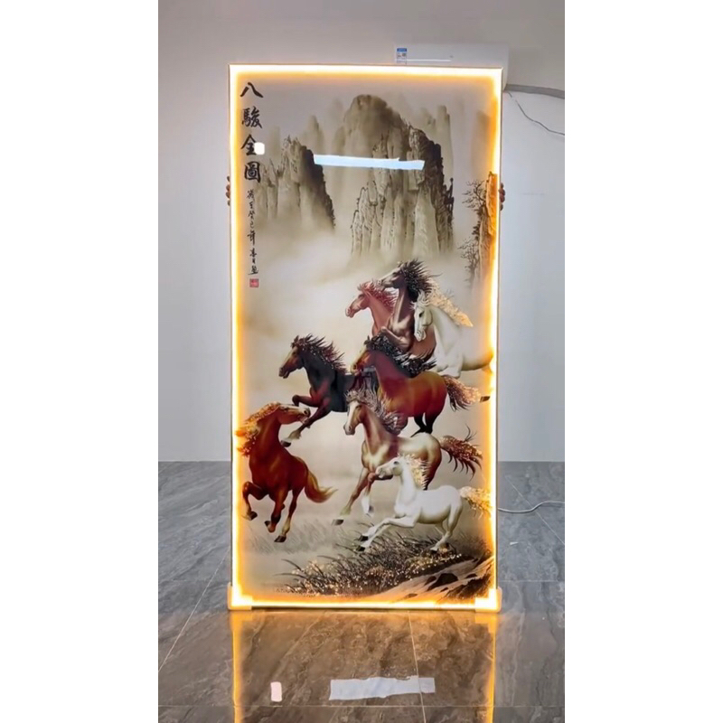 Lukisan Hiasan Dinding Porcelain Diamond Crystal 5D Lampu LED Kuda Lari
