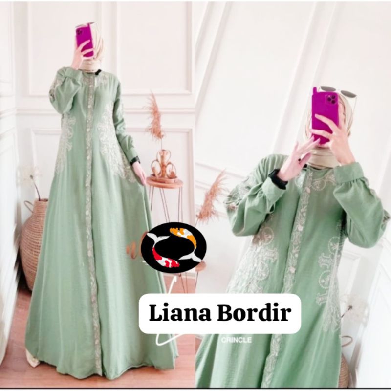 GAMIS WANITA LIANA BORDIR CRINKLE MODEL TERBARU SUPER MEWAH/GAMIS WANITA IMPORT PREMIUM