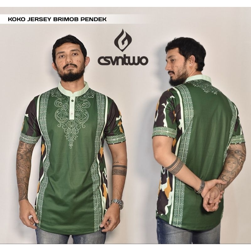 Baju Koko Kurta Muslim FULLPRINTING Motif Loreng Brimob Original Terbaru