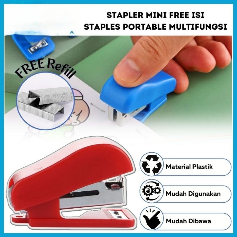 

stapler mini free Refill /steples cekrekan penjilid buku kertas bungkus makanan