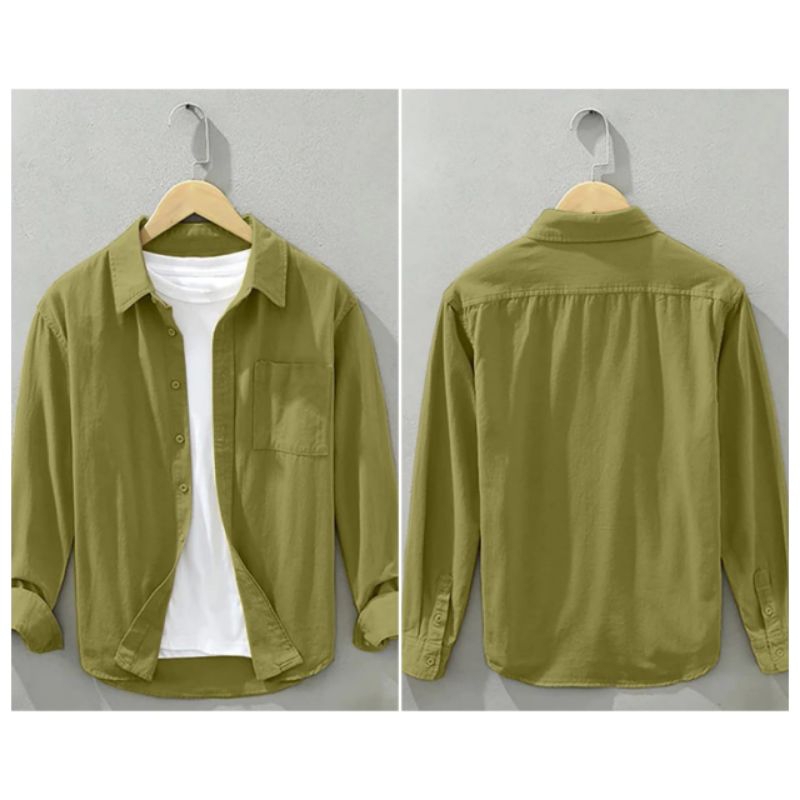 kemeja uniqlo olive kemeja pria olive kemeja polos olive