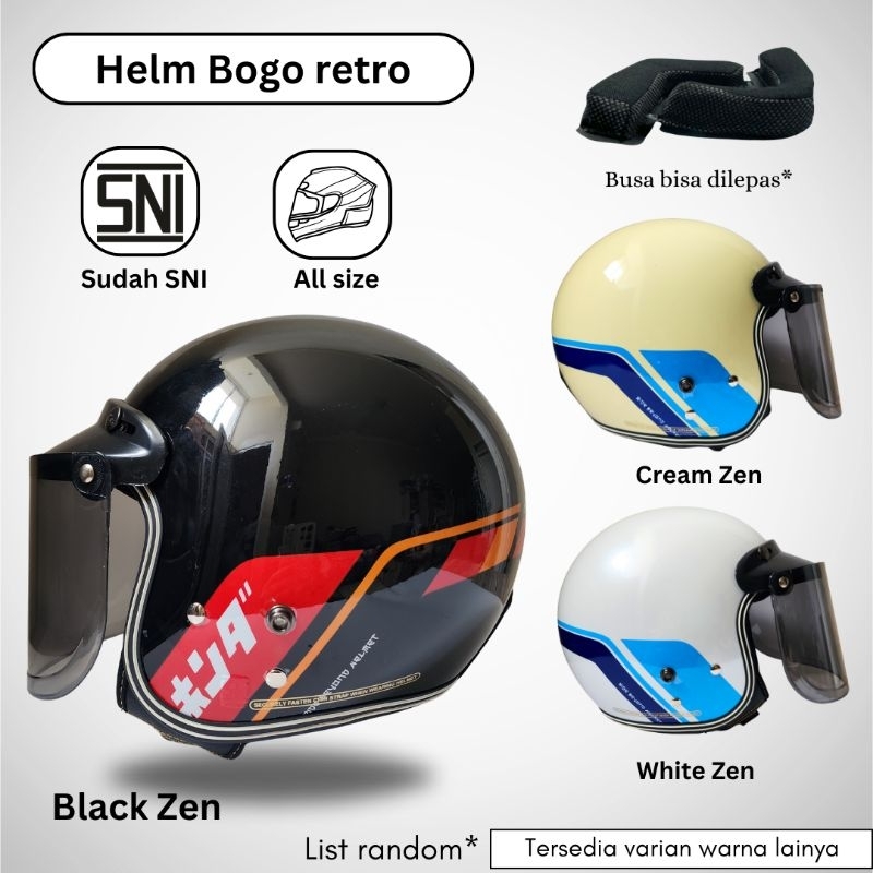 BIVI Helm Bogo Dewasa Motif Honda Original - Pria dan Wanita - Retro Style, Semua Ukuran