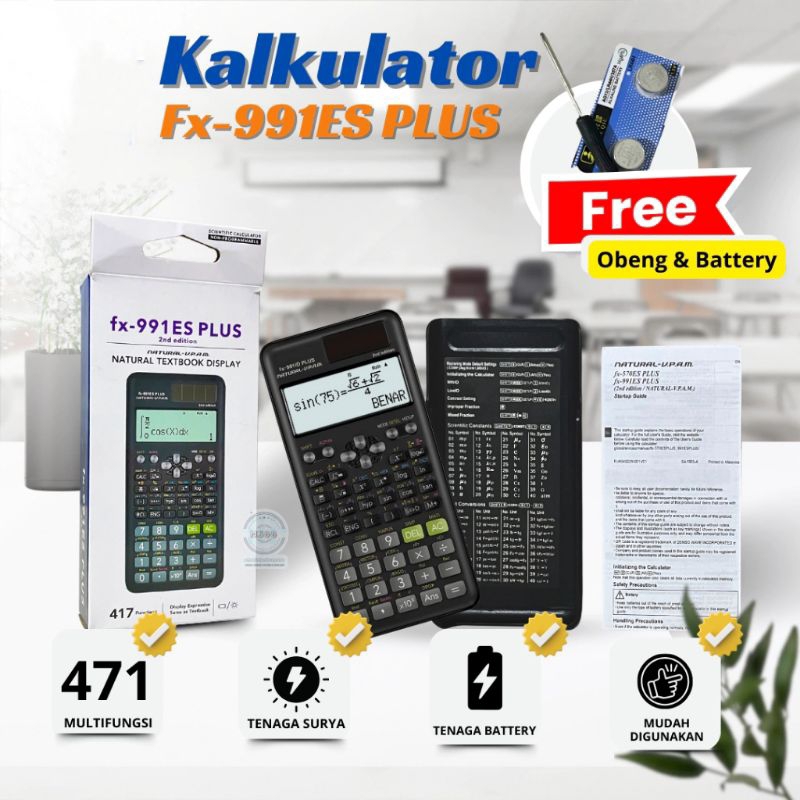 

REJEKI 9393 - NEW Kalkulator Scientific Ilmiah FX-991ES Plus 2nd Edition / Kalkulator Sekolah /Kalkulator Kuliah /Scientific /Kalkulator 417 Fungsi /Calculator Scientific /Calculator Portable Rechargeable Calculator 417 Various