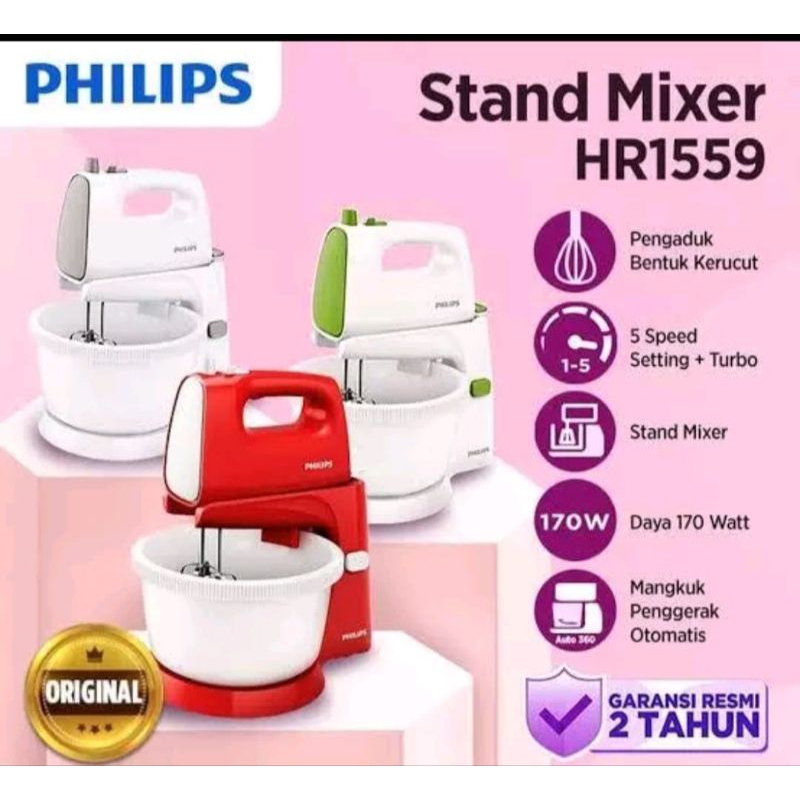 mixer philips stand mixer HR1559/10-170W mixer pengocok adonan