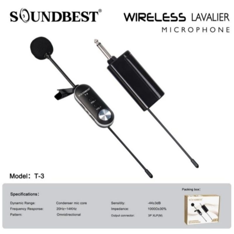 Mic Wireless Soundbest T3 Clip On Wireless Soundbest T3 Original Clip
