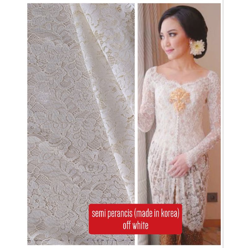 Kain Brokat Putih Tulang Semi Perancis Korea