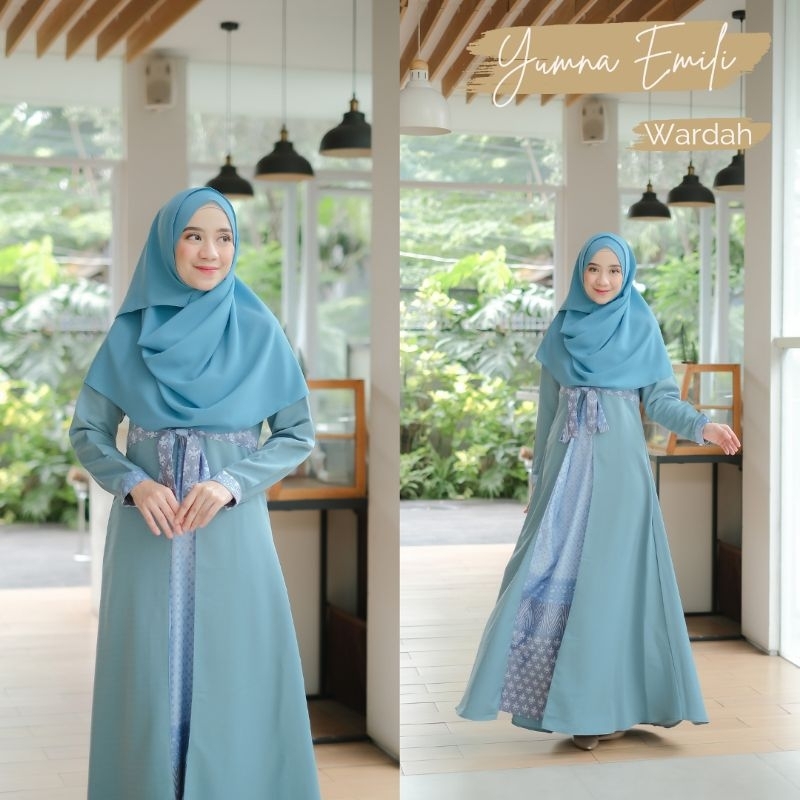 Baju Muslim Gamis Yumna Edisi Emili Motif Dress-Emili Wardah