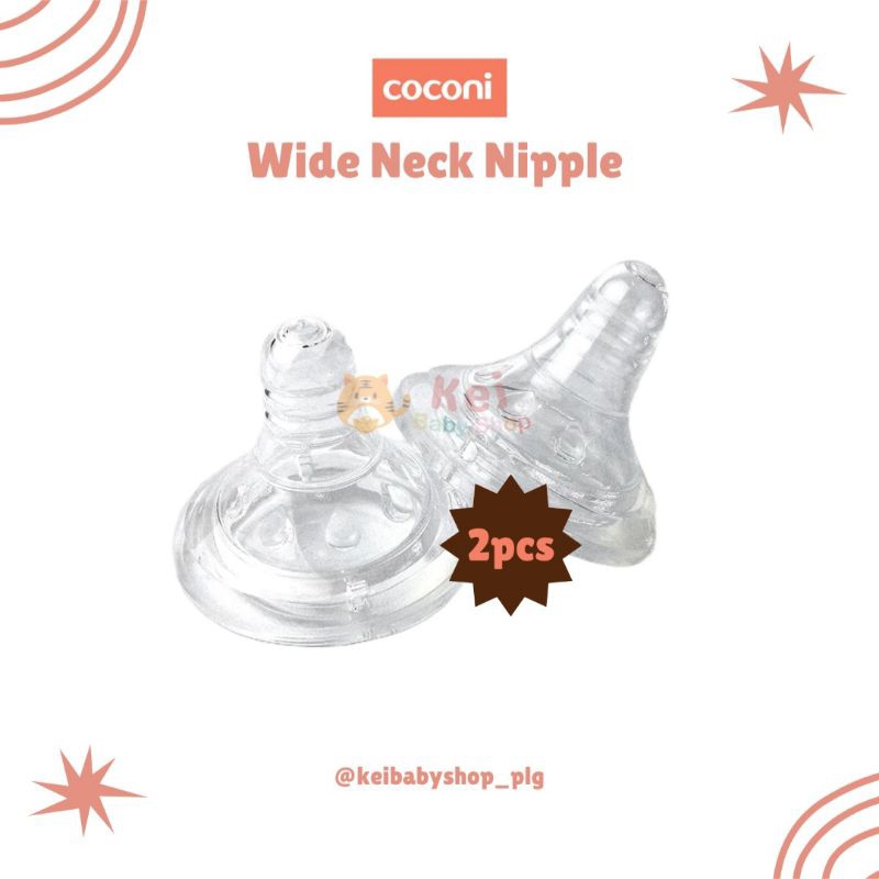 Coconi Wide Neck Nipple Replacement 2pcs / Dot Botol Susu Coconi Wide Neck