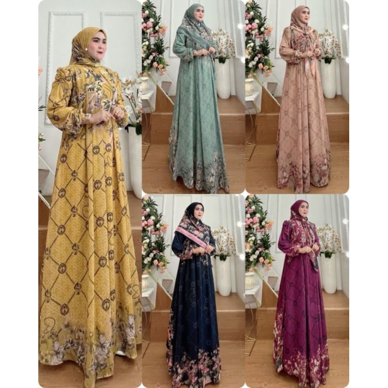 (COD/NEW) GAMIS SYARI PRINTING SCARFT PART 4 SERIES  by DIJAH