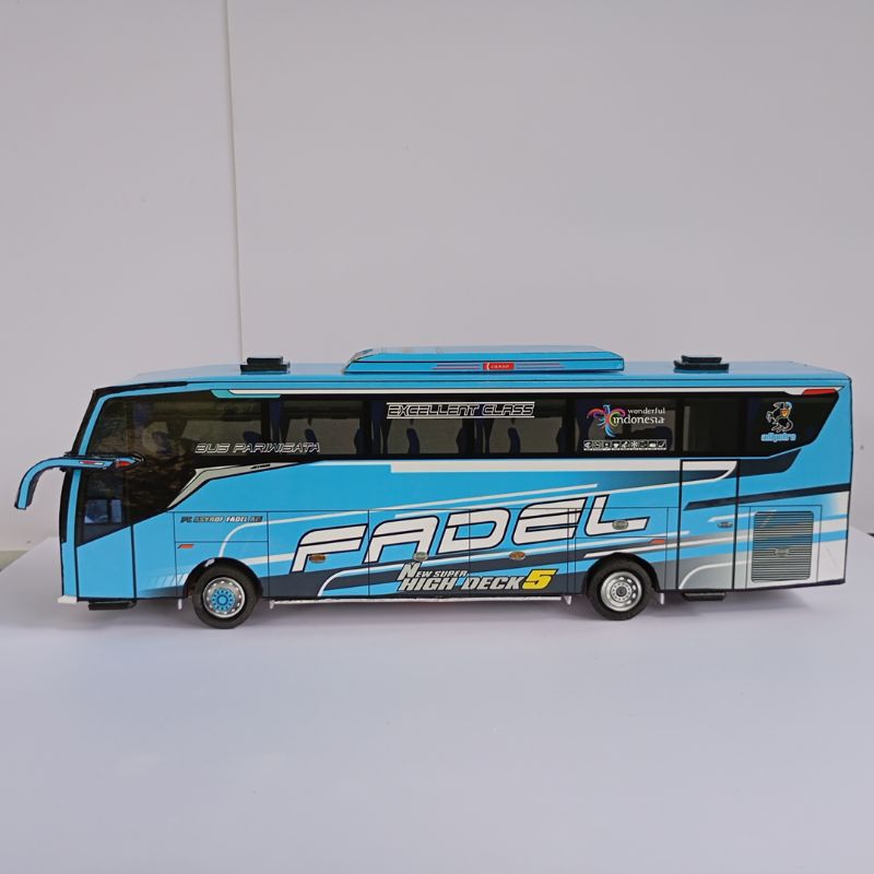 Miniatur Bus RATU PANDORA JB5 Asyrof MSM Set Hadiah Pajangan Lampu Ban Mainan Basuri