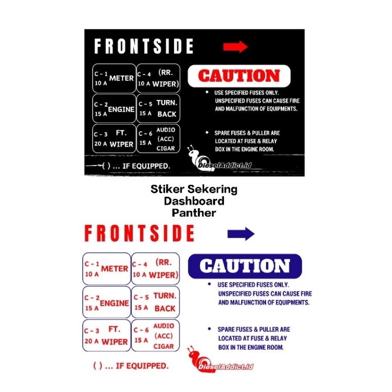 Stiker Sekering / Fuse Dashboard Isuzu Panther Kapsul