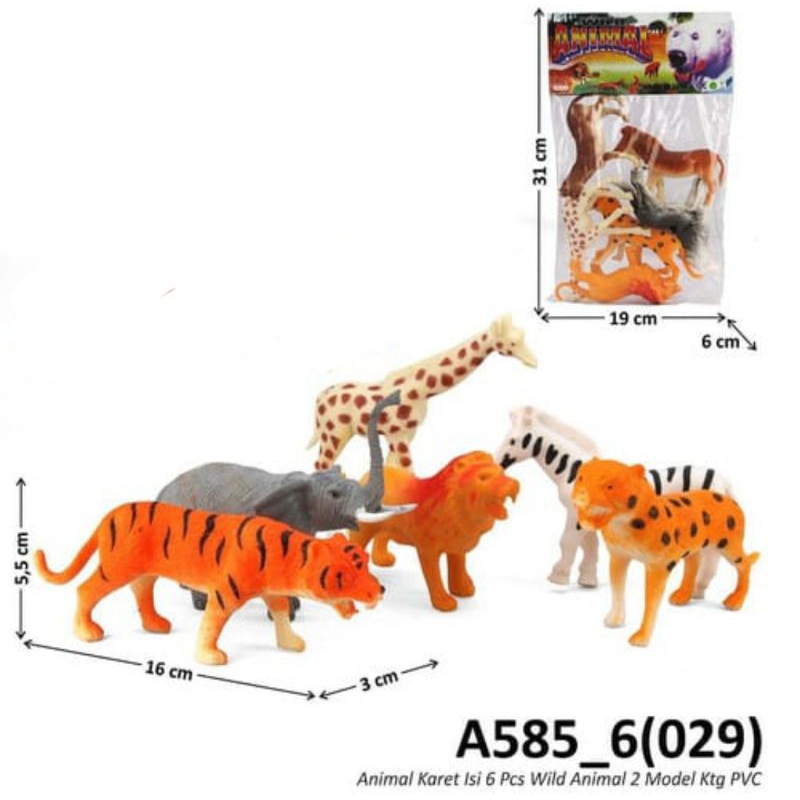COD PROMO A585 MAINAN ANAK BINATANG BESAR ISI 6PCS / MAINAN HEWAN BINATANG KARET BESAR
