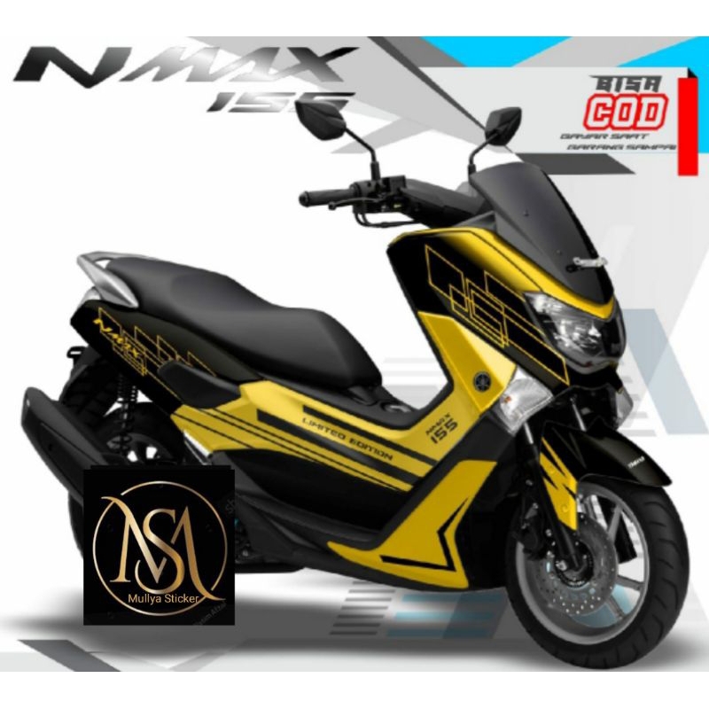Decal Stiker Nmax Old Full Body Grafis Kuning Lis Hitam