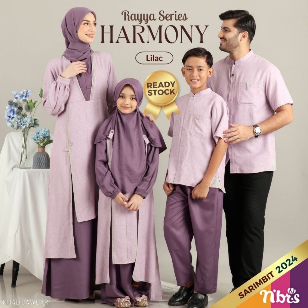 [BISA COD] NBRS HARMONY LILAC SET NIBRAS SARIMBIT RAYYA COUPLE KELUARGA LIGHT LILAC COUPLE KELUARGA 