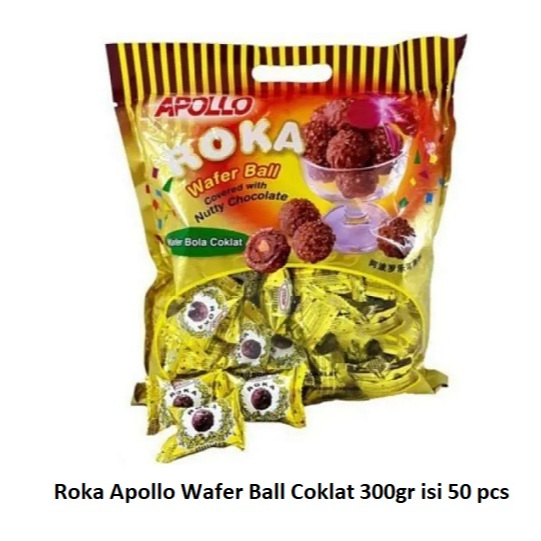 

Roka Apollo Wafer Ball Wafer Bola Coklat 300g isi 50 pcs