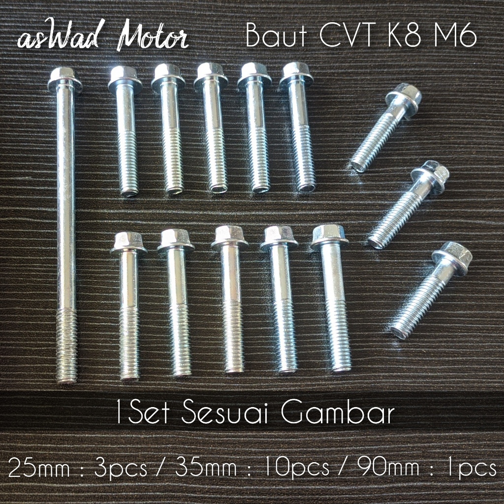 (1SET) BAUT BLOK CVT BEAT VARIO SCOOPY KARBURATOR KUNCI T8 / BAUT BAK CVT MOTOR / BAUT KRENGKES