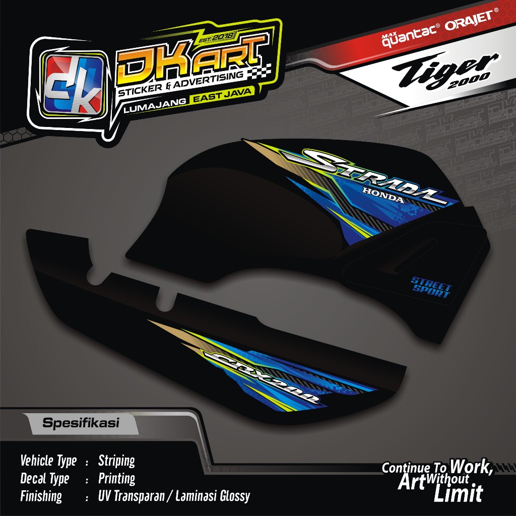 Striping Tiger 2000 TRANSPARAN UV Variasi Tilam Tilas Motif Strada CBX 200 Original Custom Grafis