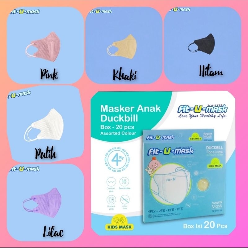 FIT U MASK DUCKBILL KIDS MASKER MEDIS ANAK ISI 20