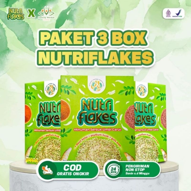 

nutriflakes 3 box sereal umbi garut mengatasi asam lambung dan maag kronis original