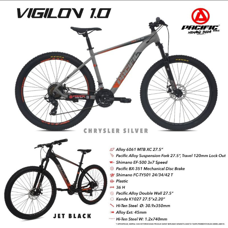 SEPEDA GUNUNG MTB 27.5 INCH PACIFIC VIGILON 1.0 ALLOY SIZE L