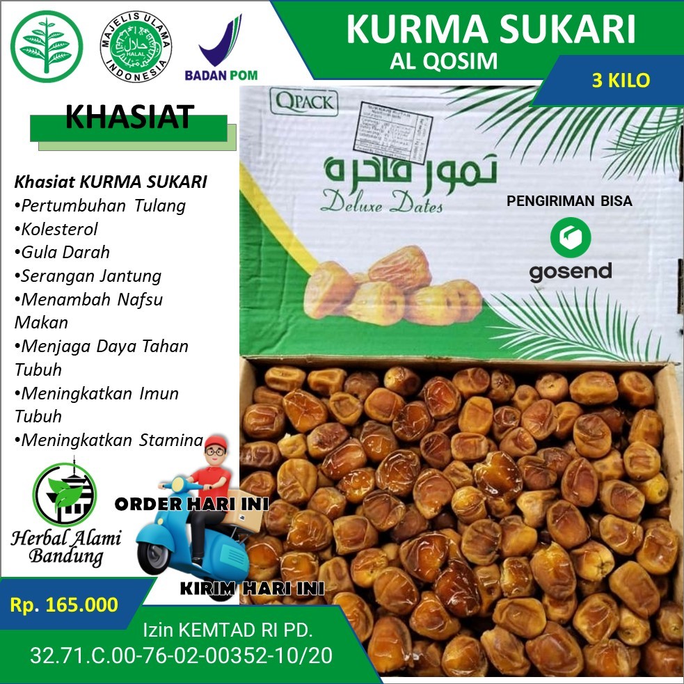 

Kurma Sukari 3kg Premium Grade A Kurma Sukkari al Qassim Super Premium Quality Terbukti Nikmat Lezat Manis & Empuk