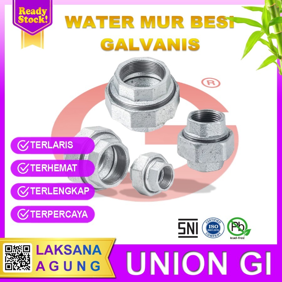Water mur Galvanis 1-1/2 inch | Water mur Gi 1.5" Drat dalam