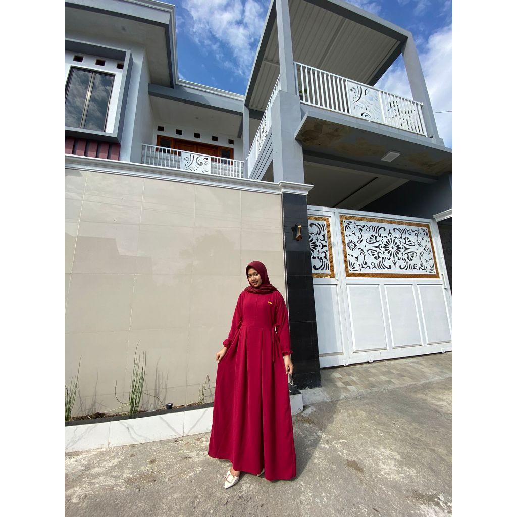 GAMIS NIKITA CRINKLE AIRFLOW TERBARU LD 110CM PB 130-MAROON