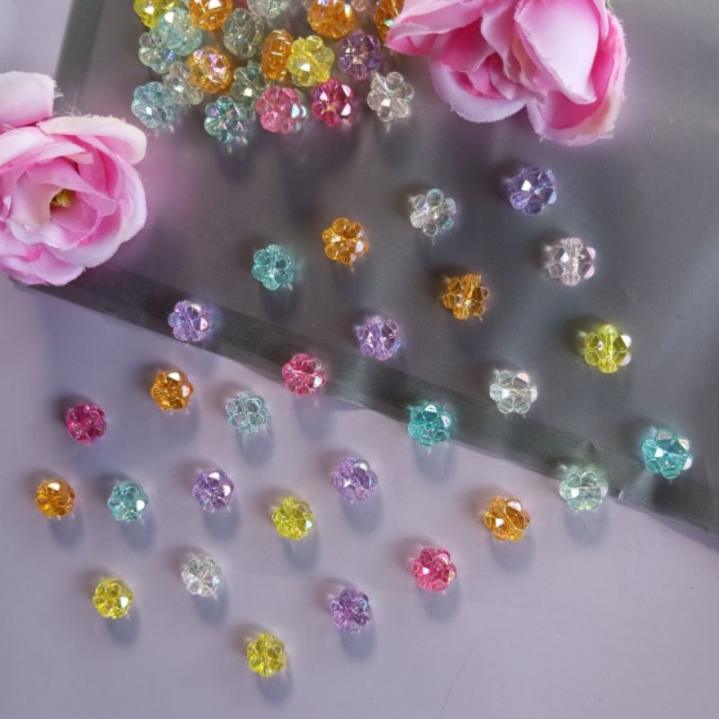 Manik Bunga Bening Manik Bunga Akrilik Transparan