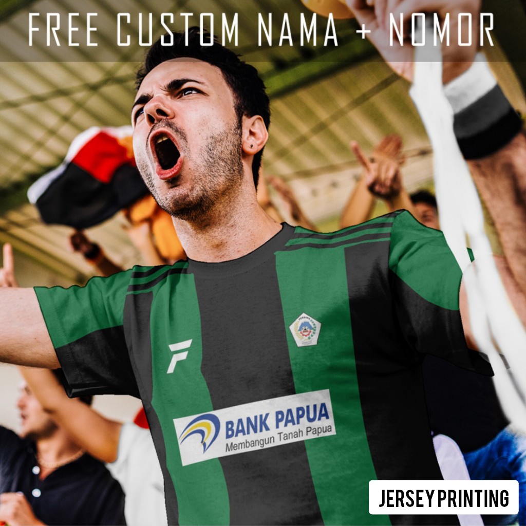 Kaos Bola Jersey Persiwa Wamena Klub Strip Garis Baju Custom Nama dan Nomor Punggung - 27 Kaos Jerse