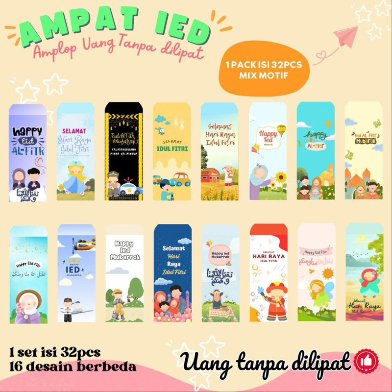 

Ready Amplop Lebaran MOTIF RANDOM!! 1 pack isi 32 pcs