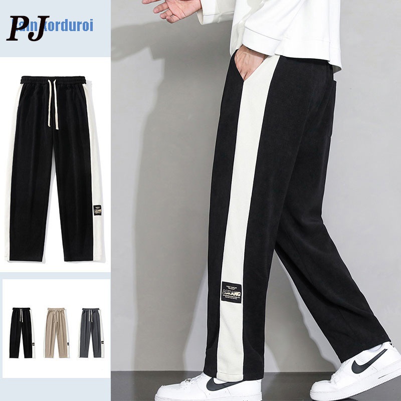 Celana corduroy pria Celana Longgar pria Korea celana panjang pria kaki lebar Celana Panjang Corduro