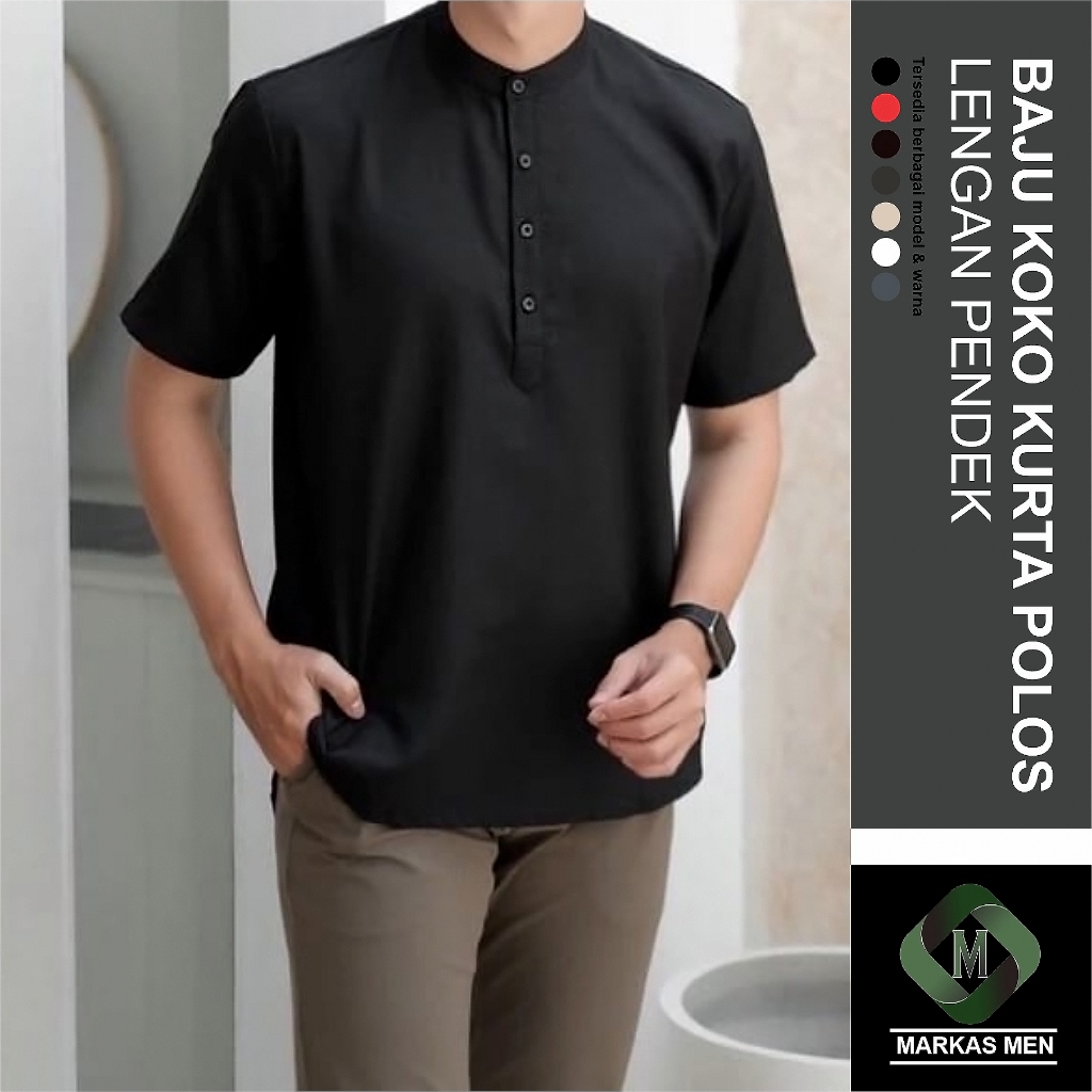 Baju koko kurta lengan pendek - koko polos