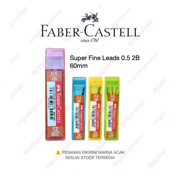 

Isi Pensil Mekanik Faber Castell isi 12 pcs 0.5 mm 2B Super Fine Lead - 1 Tube
