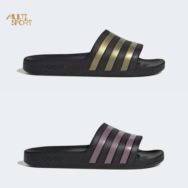 ADIDAS ADILETTE AQUA SLIDES BLACK GOLD EG1758 BLACK PURPLE IGX4279