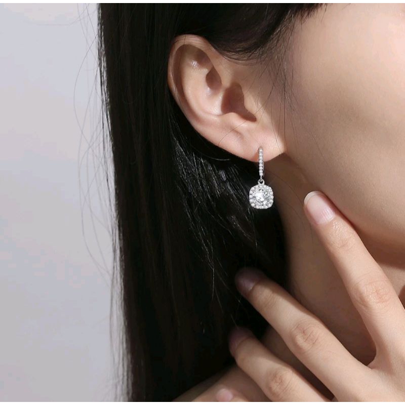 Anting Moissanite Asli Berlian, Anting GRA sertifikat ORI
