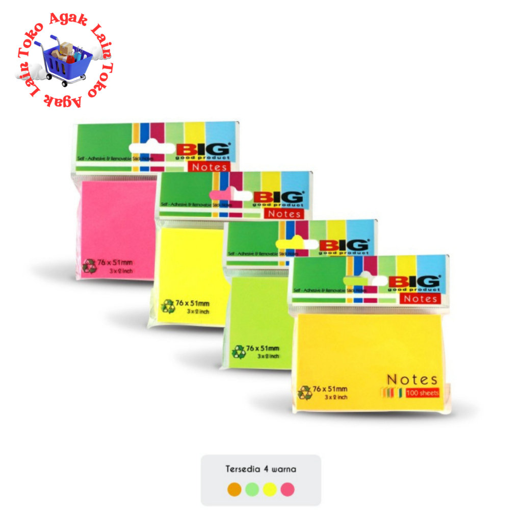 

Sticky Notes 76x51 BIG / Nota Tempel 1 Warna 3 Warna 5 Warna