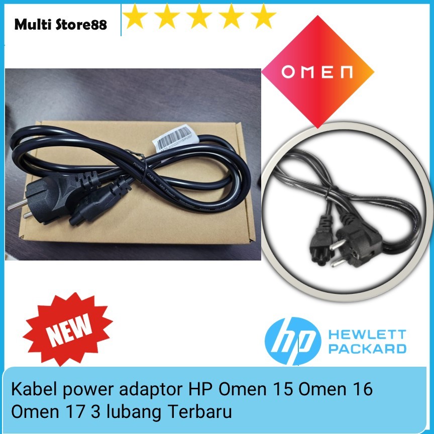 Kabel power adaptor HP Omen 15 Omen 16 Omen 17 3 lubang Terbaru