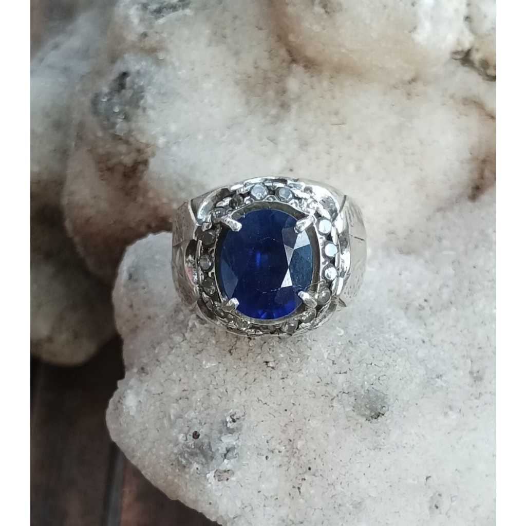 Blue King Safir Ring Perak 925 Handmade