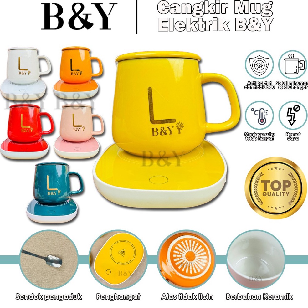 MENARIK Gelas Keramik Elektrik  Mug Dengan Tatakan Pemanas Elektrik  Set Gelas Keramik Dengan Pemana
