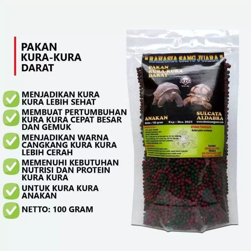 PAKAN Kura - Kura Darat SULCATA ALDABRA ANAKAN 100gr